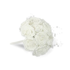 Puget z pěn.růžiček do ruky 20cm bílý - Dekorace a domácnost Dekorace Valentýn a svatba
